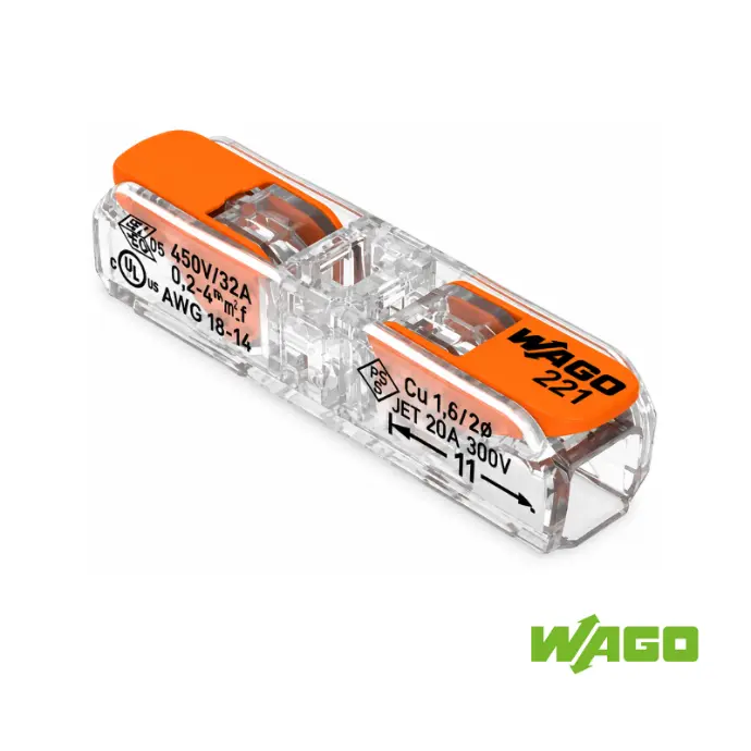 WAGO Empalme en Línea 2 Polos, 32A, 450V, con Palanca