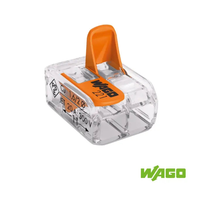 WAGO Empalme 2 Polos, 32A, 450V, con Palanca