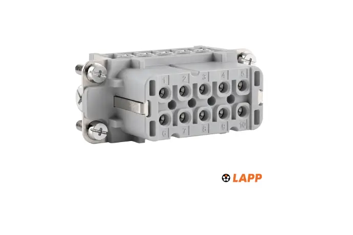 LAPP EPIC® H-A 10 SS Inserto rectangular macho 10P+T pines (1-10), conexión atornillada con protección de hilo