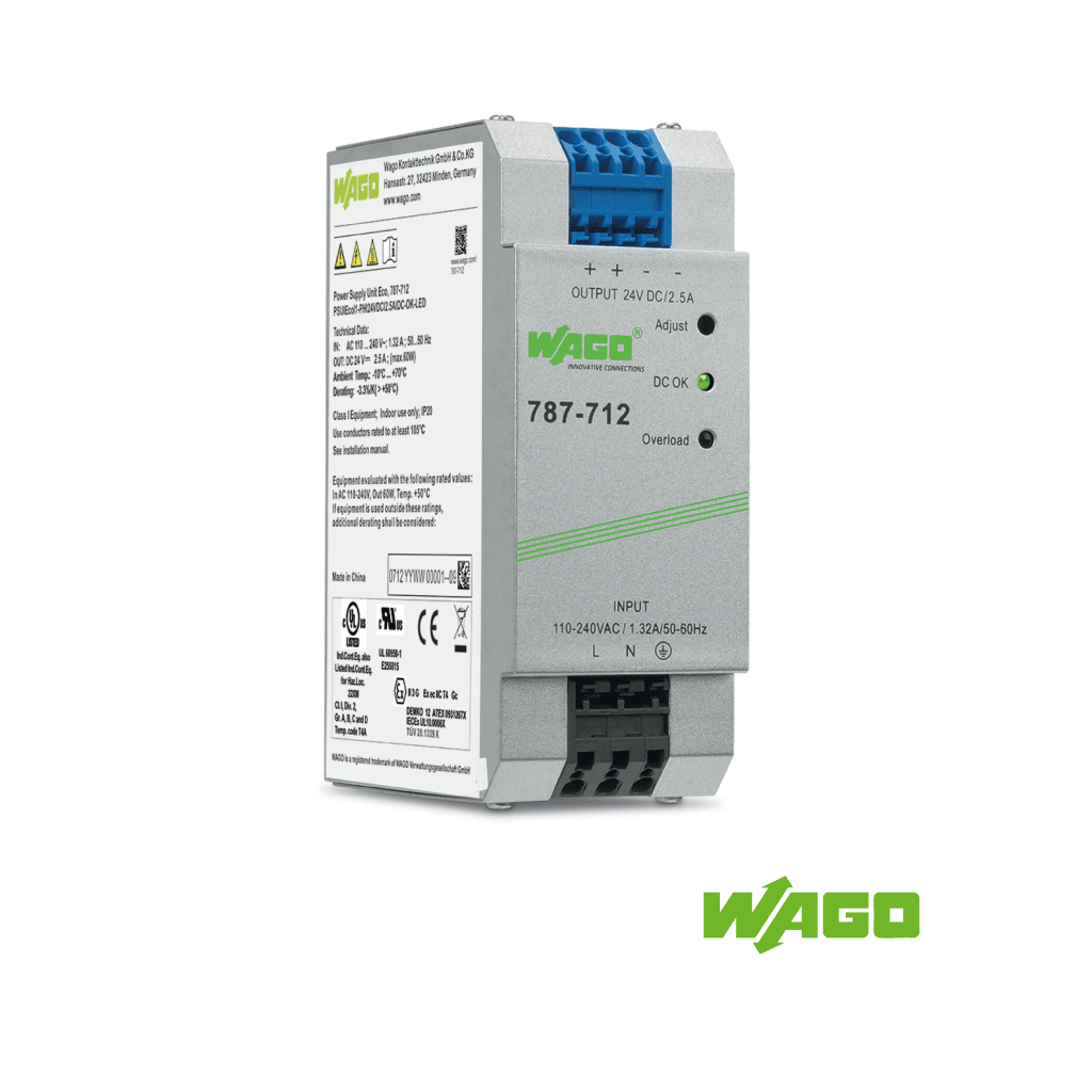 WAGO Fuente de alimentación ECO monofásica 24VDC 2.5A 60W con salida ajustable