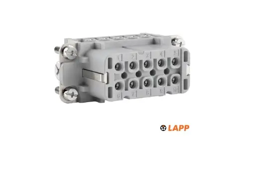 [10440100] LAPP EPIC® H-A 10 SS Inserto rectangular macho 10P+T pines (1-10), conexión atornillada con protección de hilo